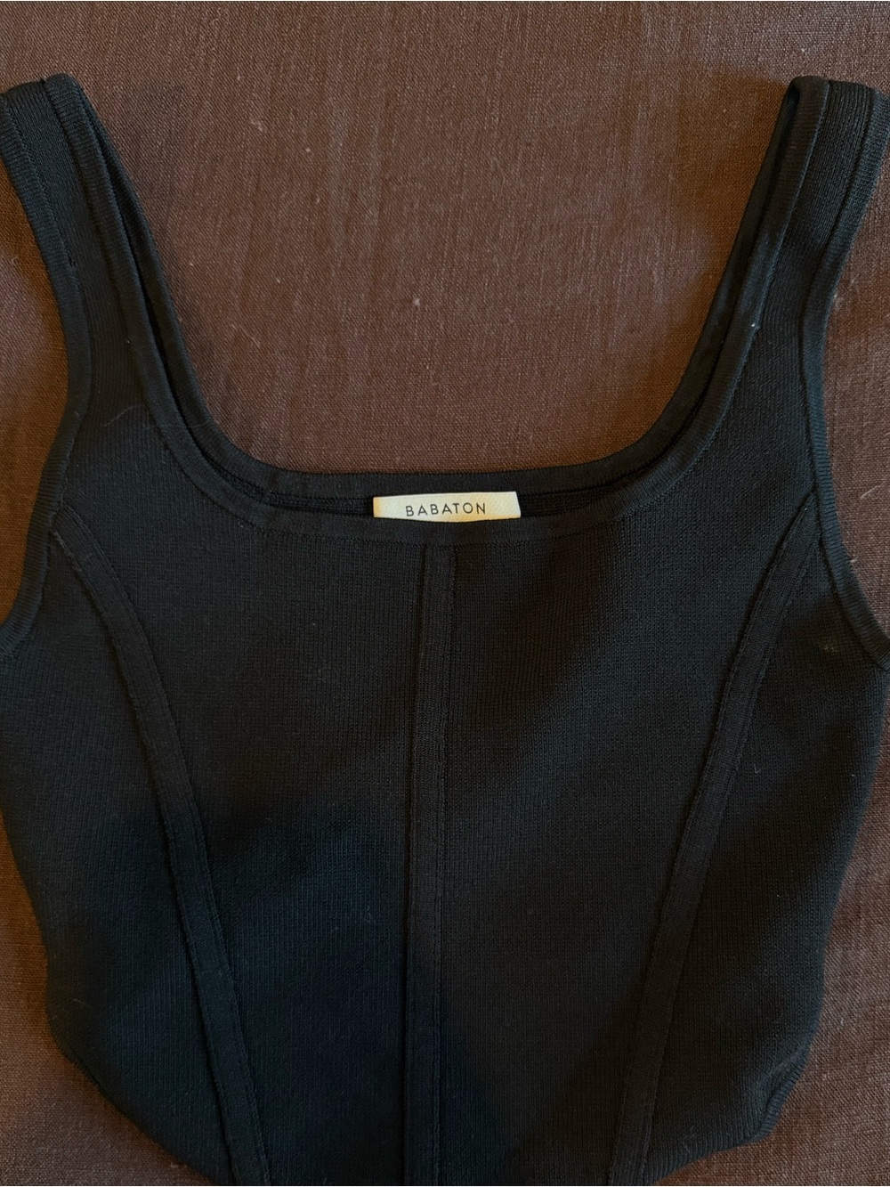 Babaton Black Ribbed Tank